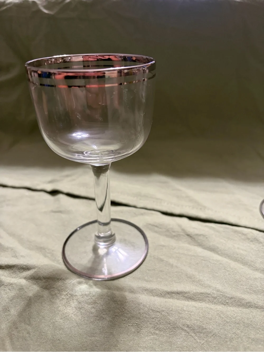 Clear Stemmed Wine Glasses with Silver Rim - Set of 6